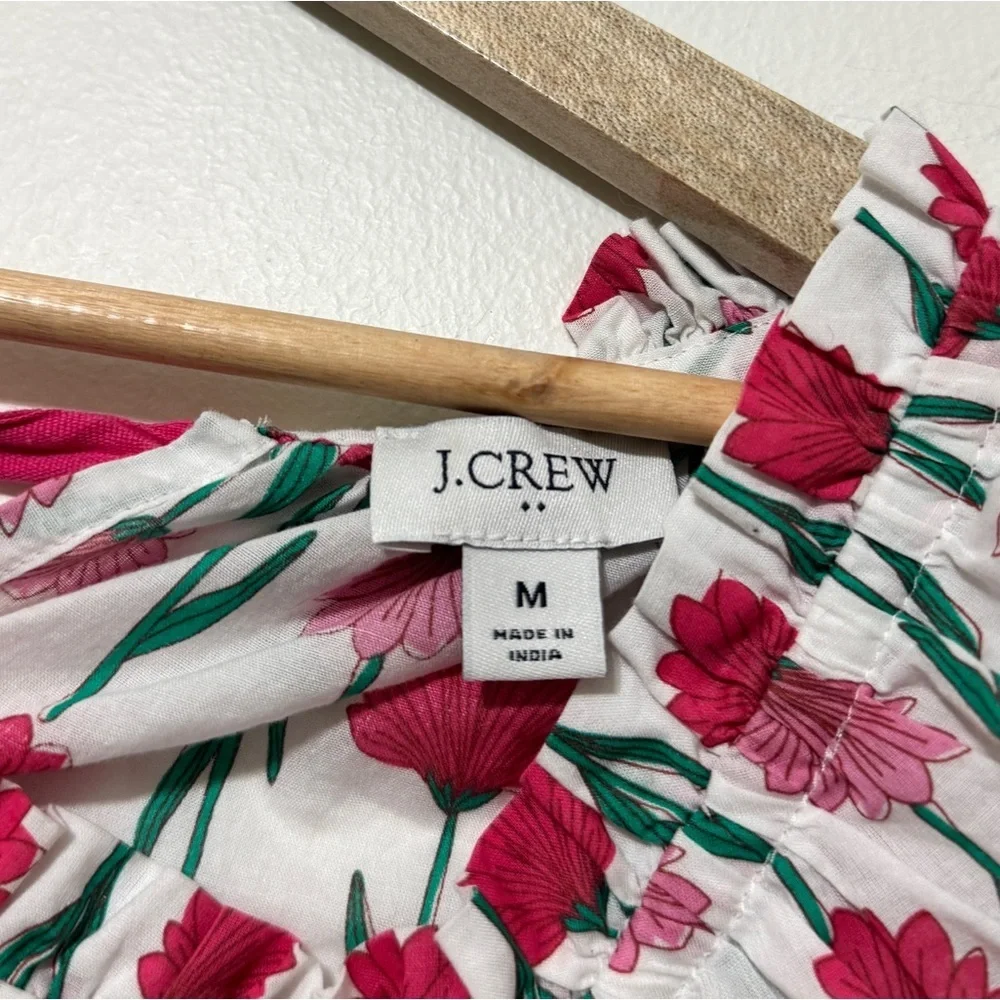 J. Crew Floral Tie Back Ruffle Top Size Medium Pink